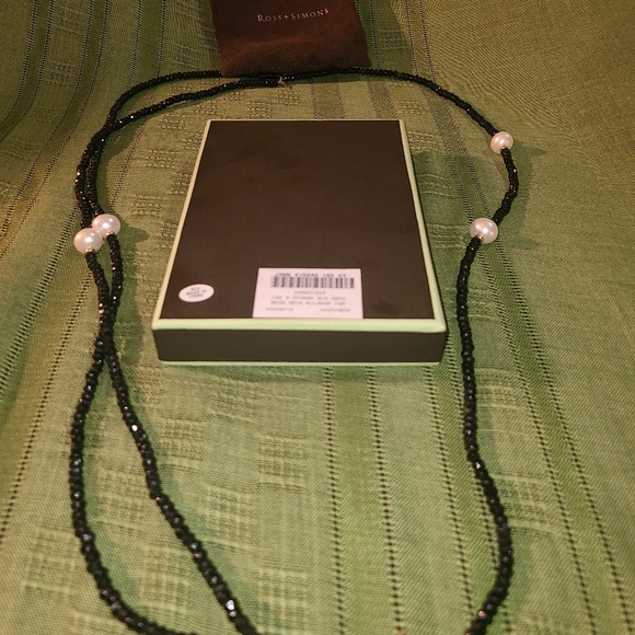Ross Simons 14K 3 Strand Blk Onyx Bead Prl Necklace w/Large FWP w Earrings - Picture 3 of 8